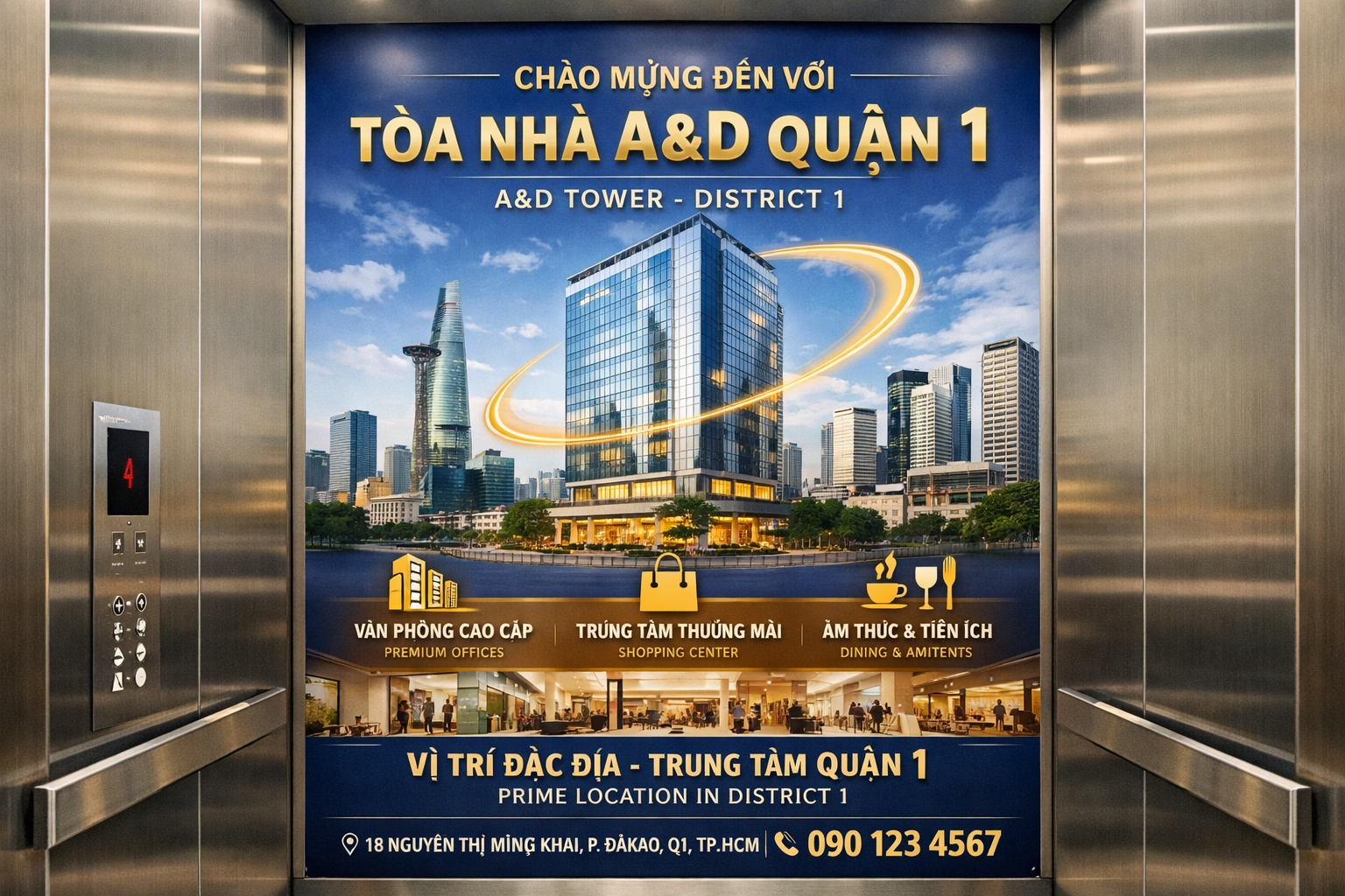 Hiệu quả từ quảng cáo dán poster thang máy tại tòa nhà A&D Quận 1
