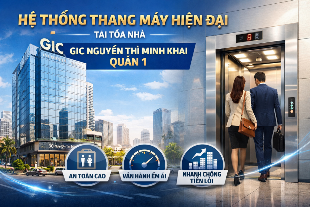 quảng cáo poster thang máy tại tòa nhà Gic Nguyễn Thị Minh Khai Quận 1