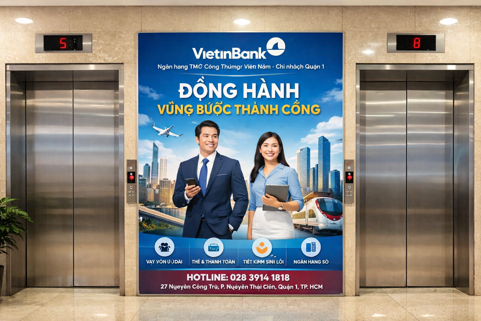  quảng cáo hiệu quả tại thang máy tòa nhà Vietin Bank Quận 1