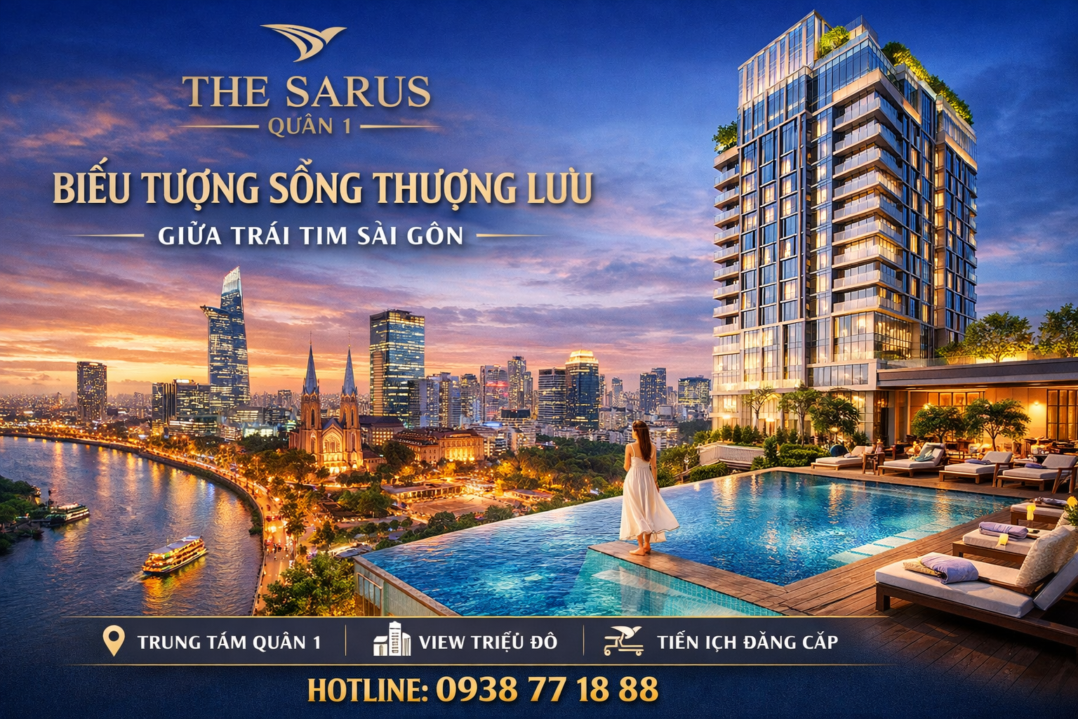  quảng cáo poster trong thang máy tại The Sarus Quận 1