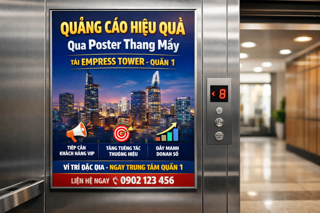 quảng cáo hiệu quả qua poster thang máy tại Empress Tower QUẬN 1