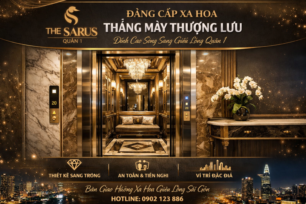 quảng cáo poster thang máy tại The Sarus Quận 1