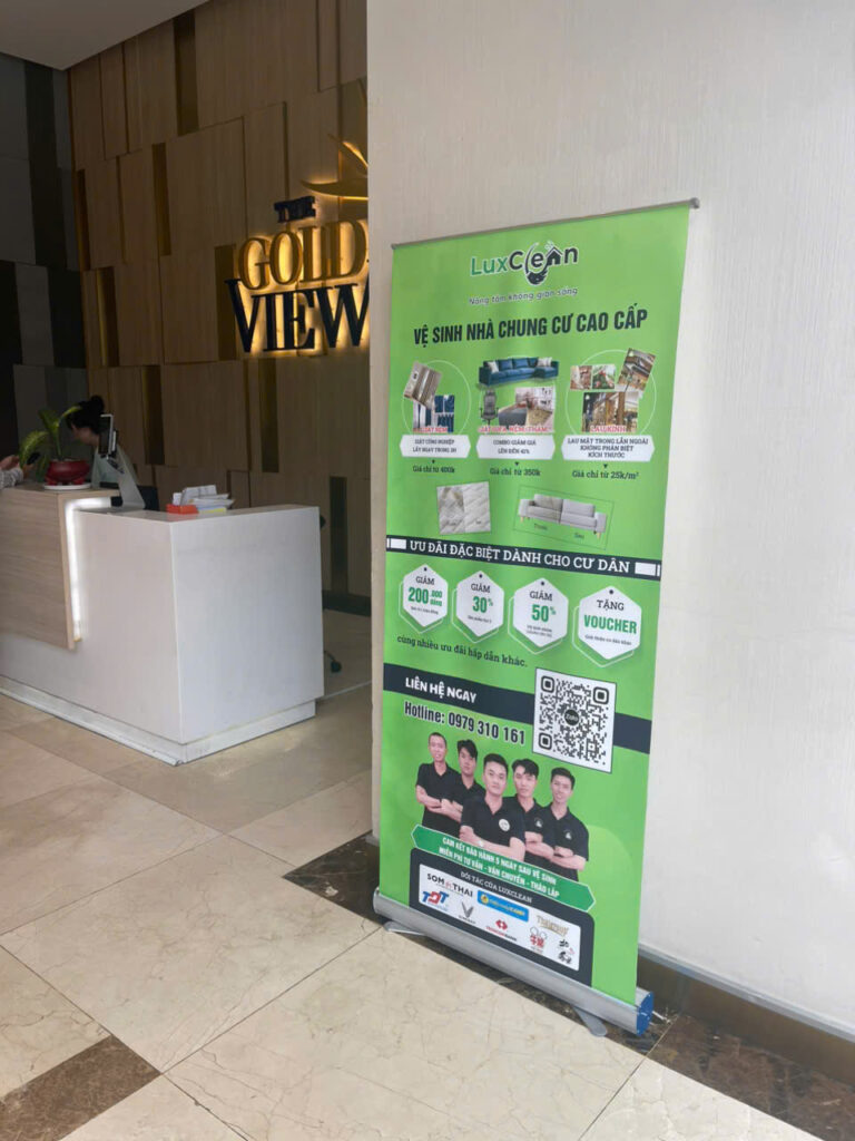 Đặt standee chung cư quảng cáo