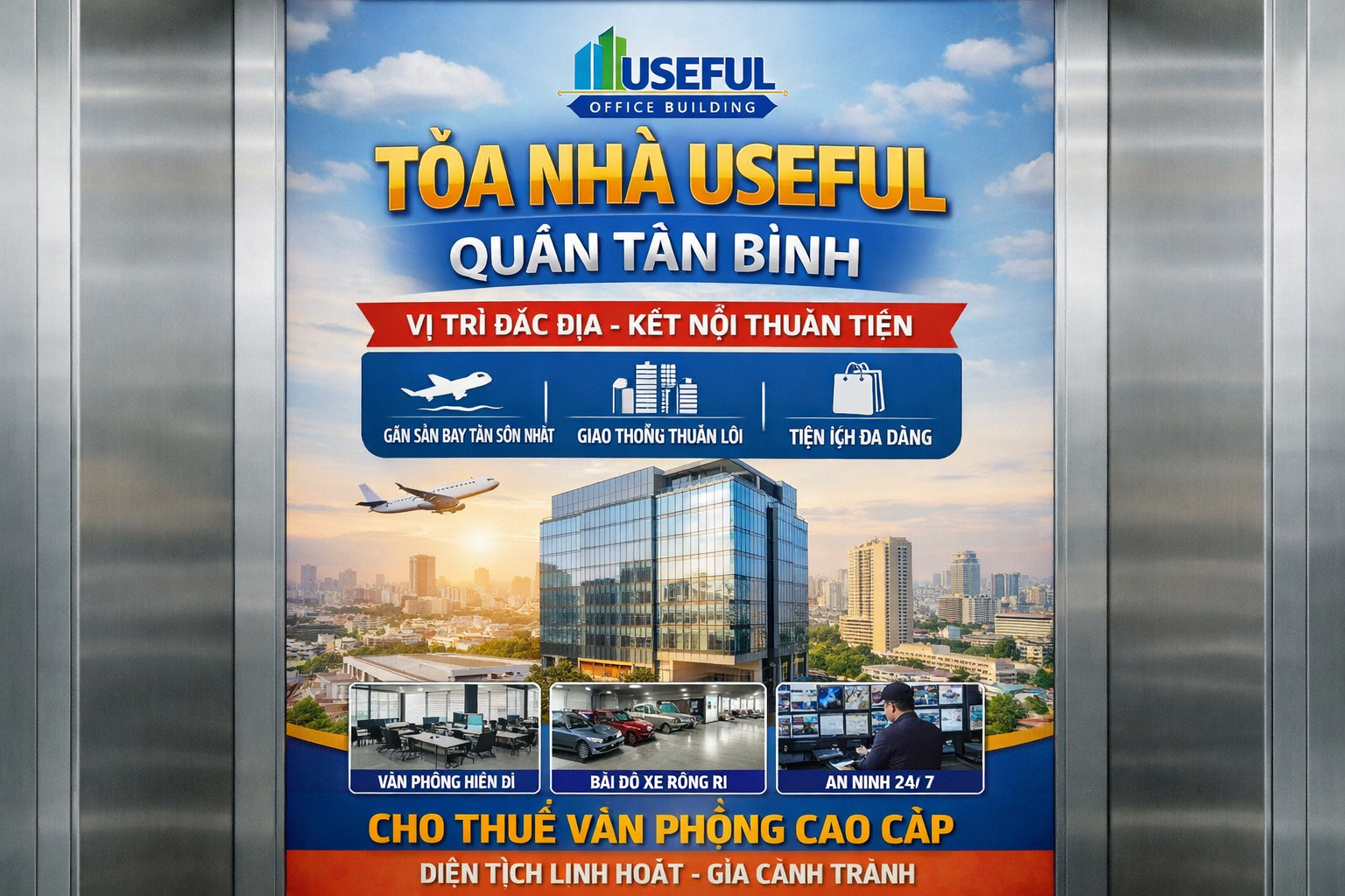 Quảng cáo dán poster thang máy tòa nhà Useful QUẬN TÂN BÌNH