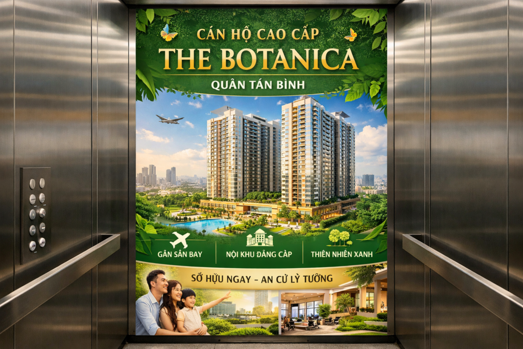 Quảng cáo dán poster thang máy tòa nhà The Botanica QUẬN TÂN BÌNH