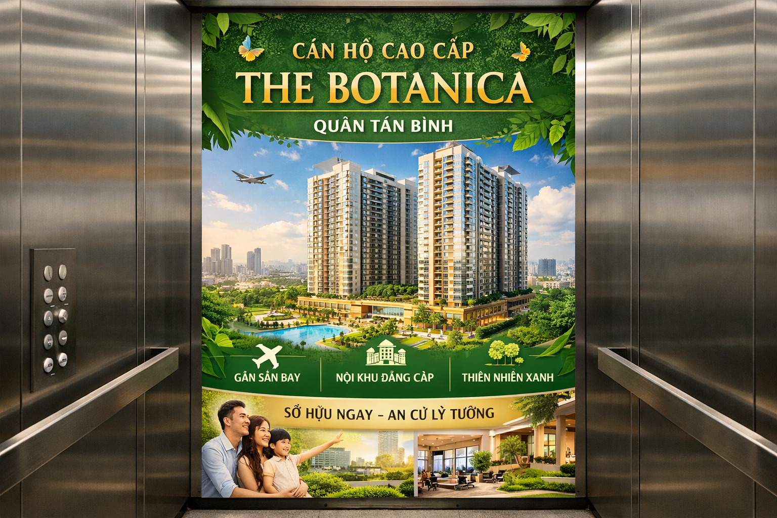 Quảng cáo dán poster thang máy tòa nhà The Botanica QUẬN TÂN BÌNH