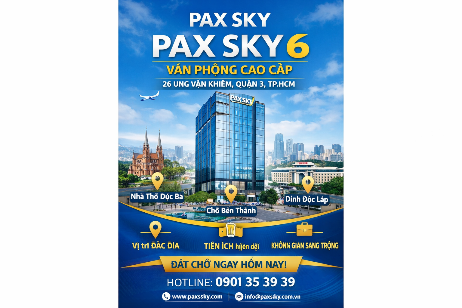 quảng bá qua poster thang máy tại tòa nhà Pax Sky 6 Quận 3