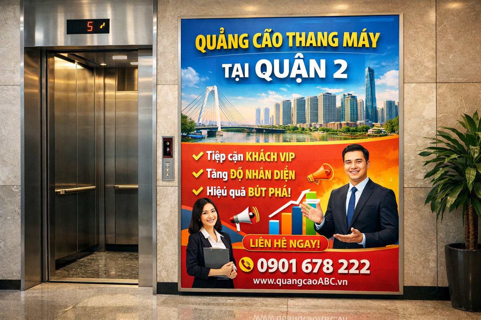 quảng cáo hiệu quả với poster thang máy tại quận 2