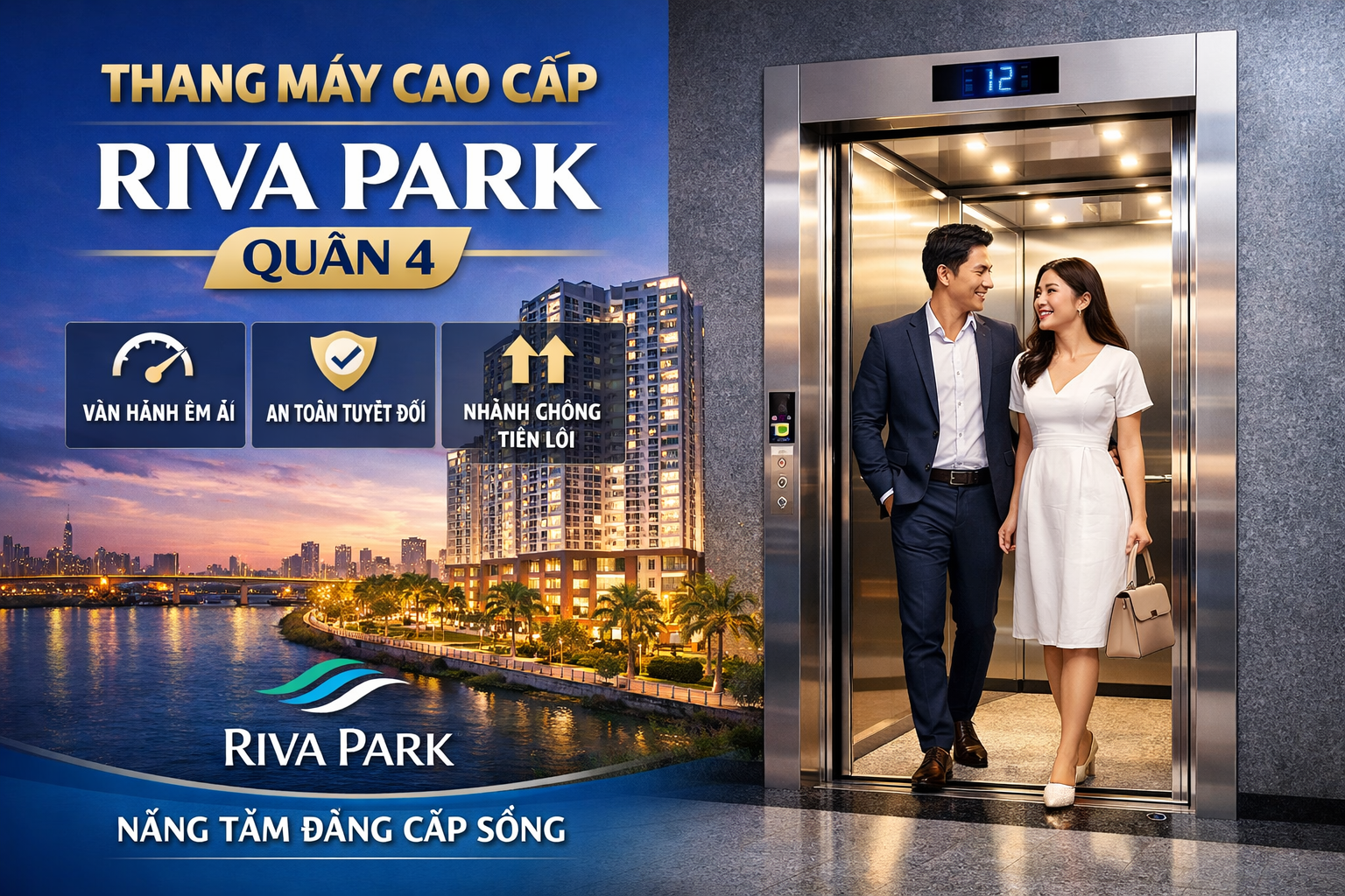 quảng cáo poster thang máy tại Riva Park Quận 4