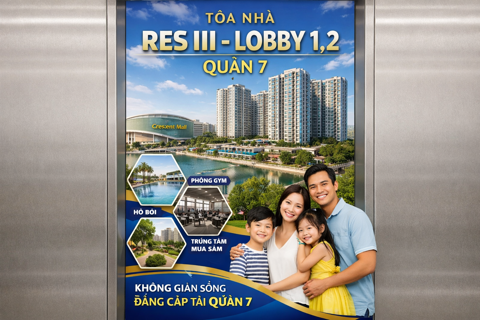 Quảng cáo dán poster thang máy tòa nhà Res III - Lobby 1,2 QUẬN 7