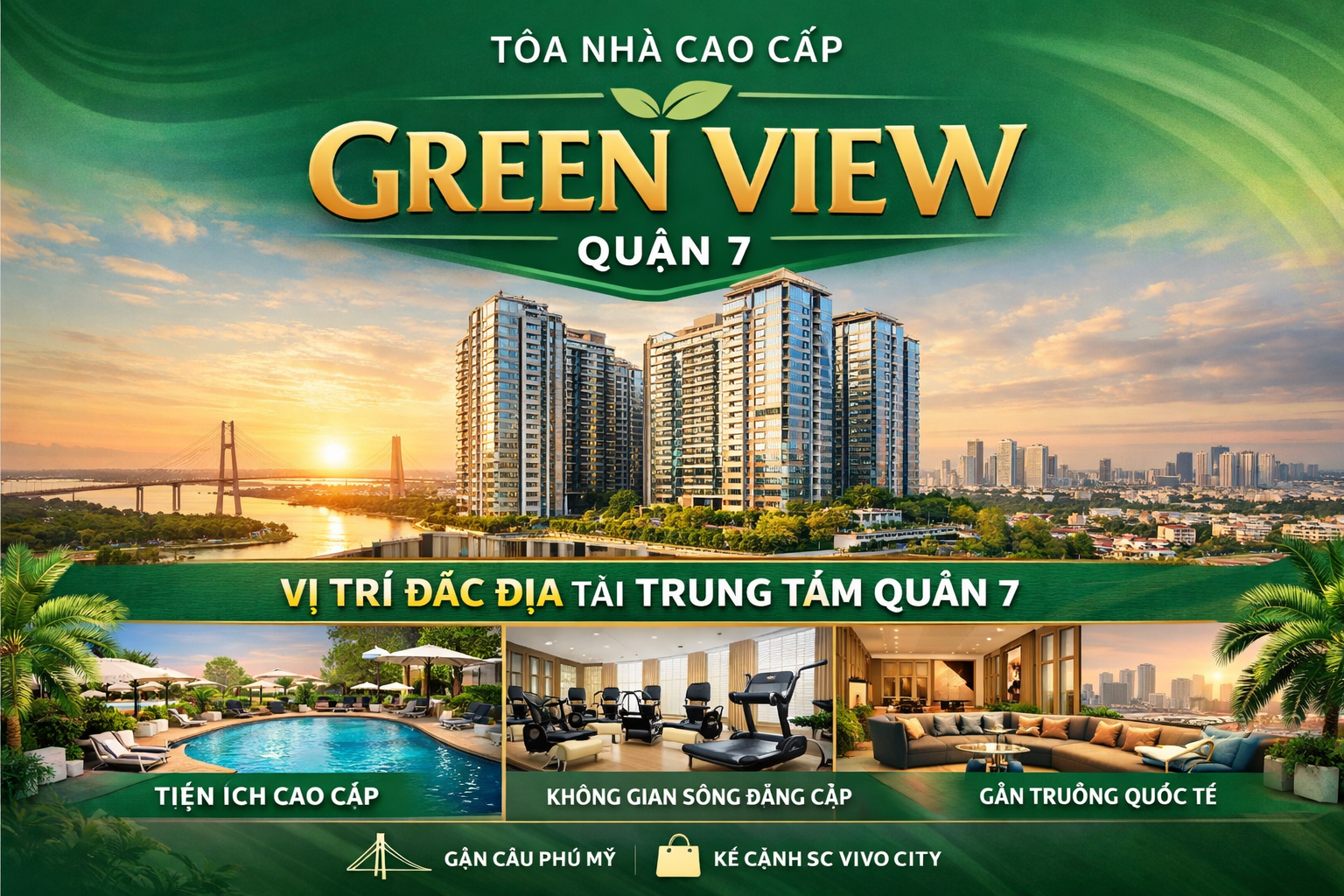 Quảng cáo dán poster thang máy tòa nhà Green View QUẬN 7