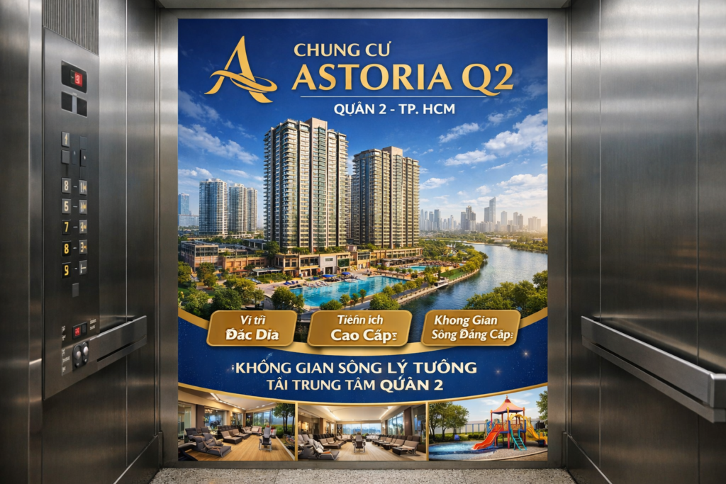 Quảng cáo dán poster thang máy tòa nhà Chung cư AstoriA Q2 QUẬN 2