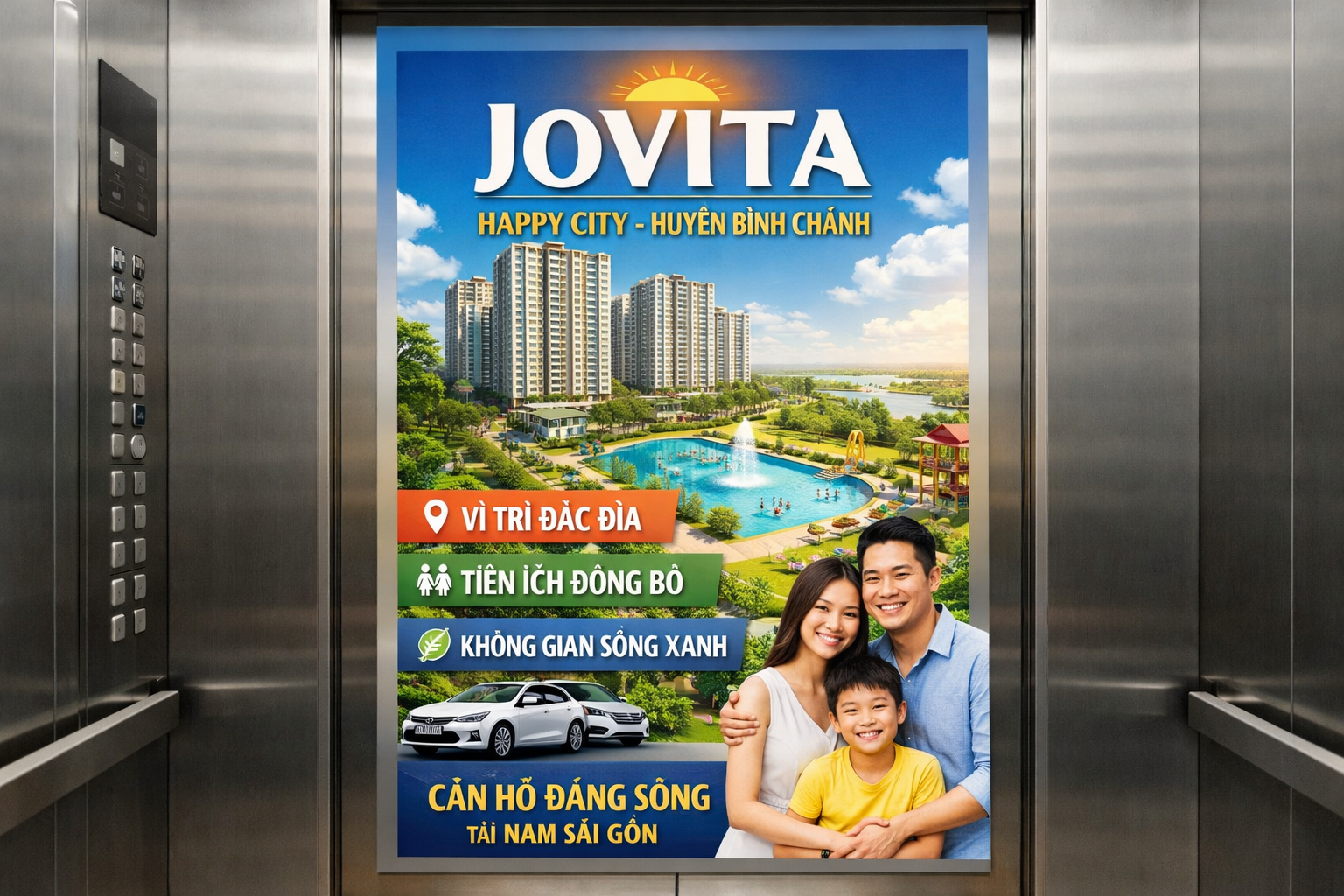 Quảng cáo dán poster thang máy tòa nhà Jovita HUYỆN BÌNH CHÁNH