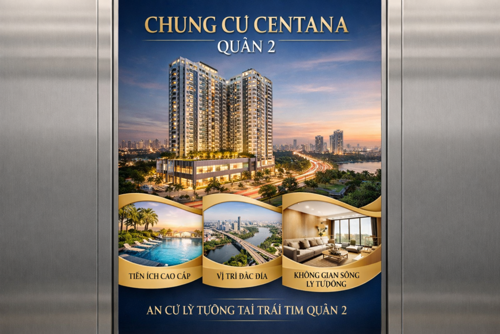 Quảng cáo dán poster thang máy tòa nhà Chung cư Centana QUẬN 2