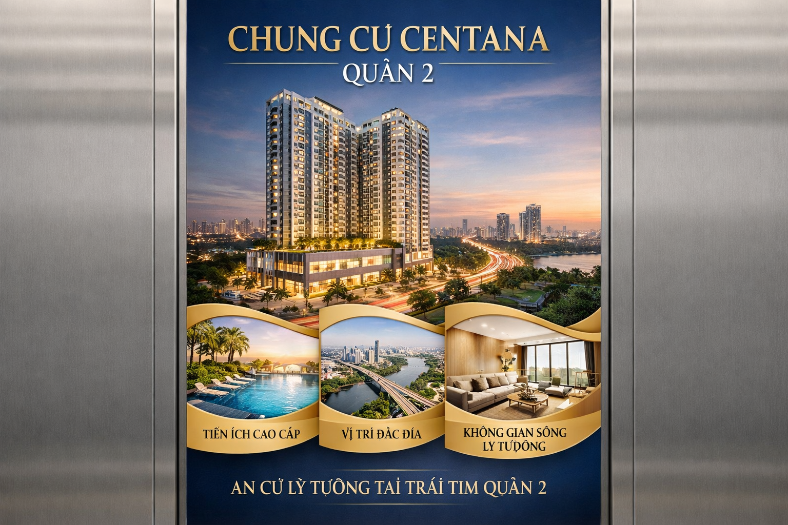 Quảng cáo dán poster thang máy tòa nhà Chung cư Centana QUẬN 2