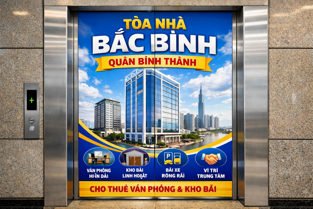 Quảng cáo dán poster thang máy tòa nhà Bắc Bình QUẬN BÌNH THẠNH