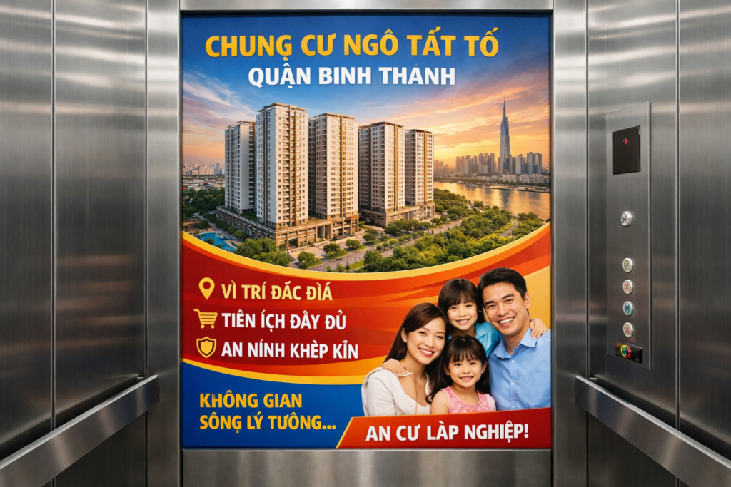 Quảng cáo dán poster thang máy tòa nhà Chung cư Ngô Tất Tố QUẬN BÌNH THẠNH