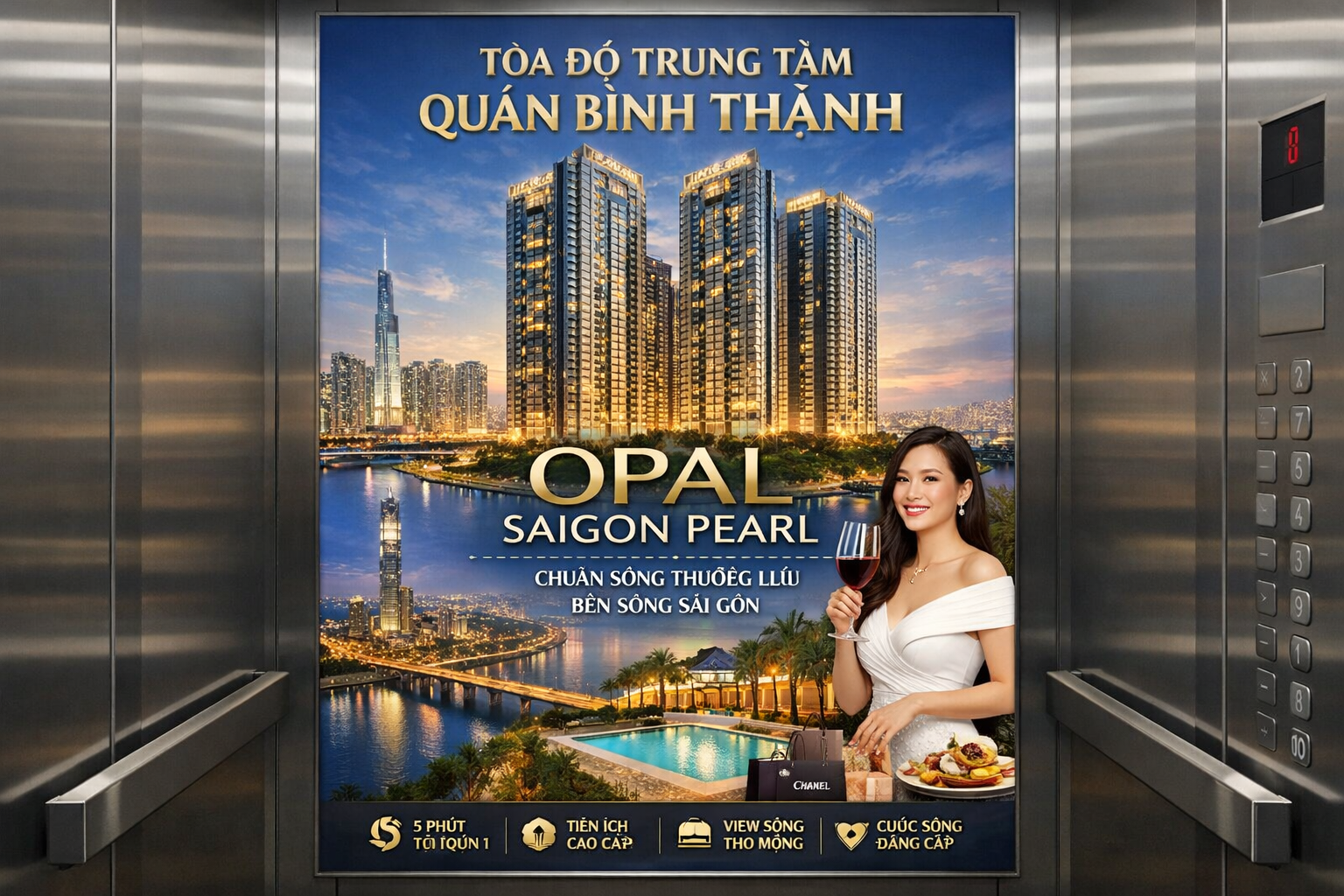 Quảng cáo dán poster thang máy tòa nhà Opal Saigon Pearl QUẬN BÌNH THẠNH