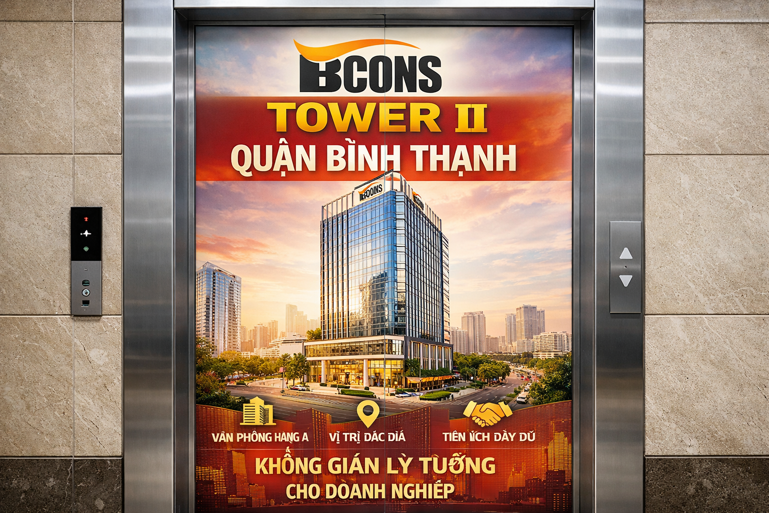 Quảng cáo dán poster thang máy tòa nhà Bcons Tower Ii QUẬN BÌNH THẠNH
