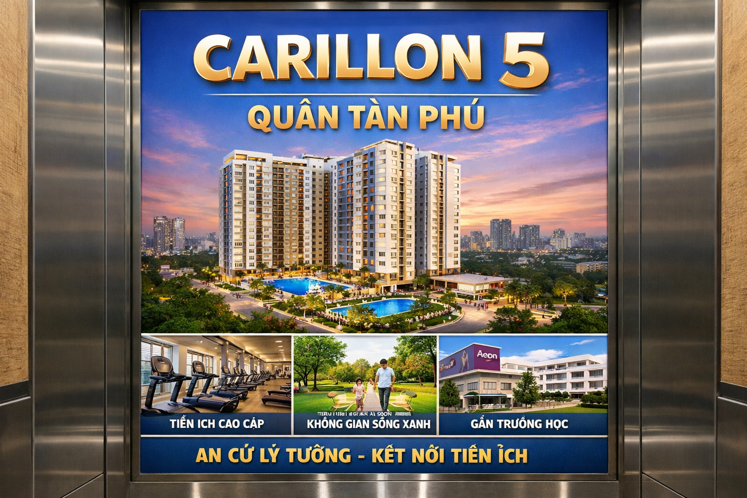 Quảng cáo dán poster thang máy tòa nhà Carillon 5 QUẬN TÂN PHÚ