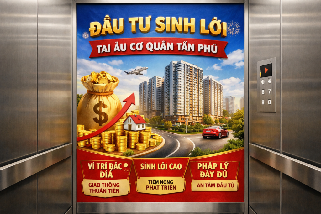 Quảng cáo dán poster thang máy tòa nhà Âu Cơ QUẬN TÂN PHÚ