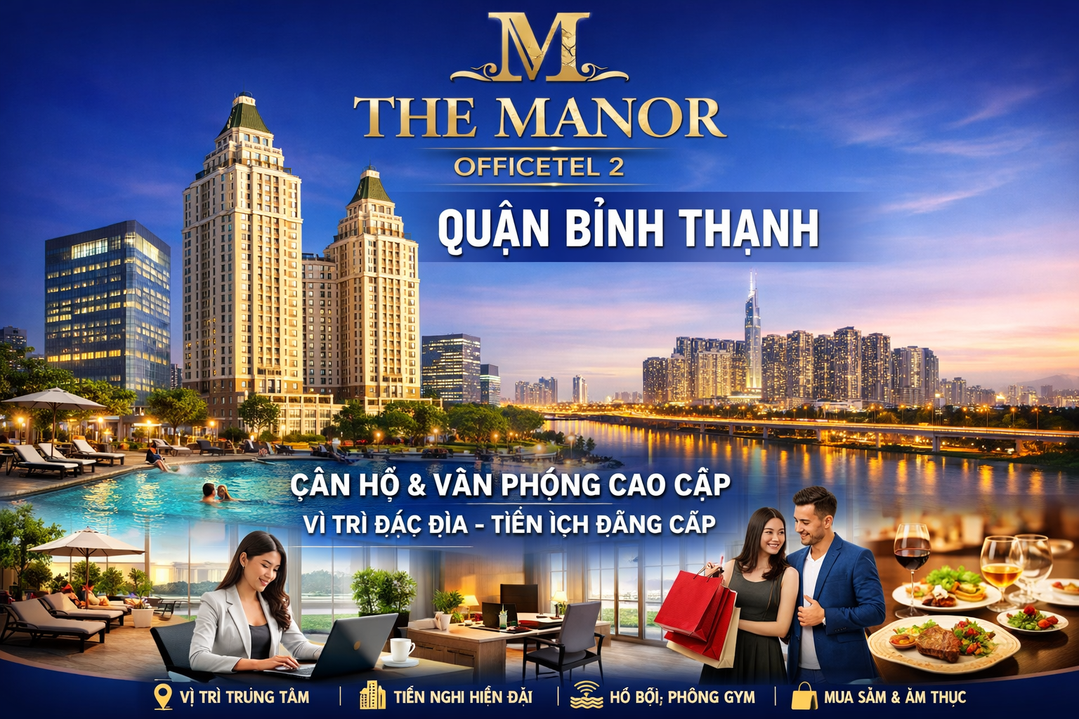 Quảng cáo dán poster thang máy tòa nhà The Manor Officetel 2 QUẬN BÌNH THẠNH