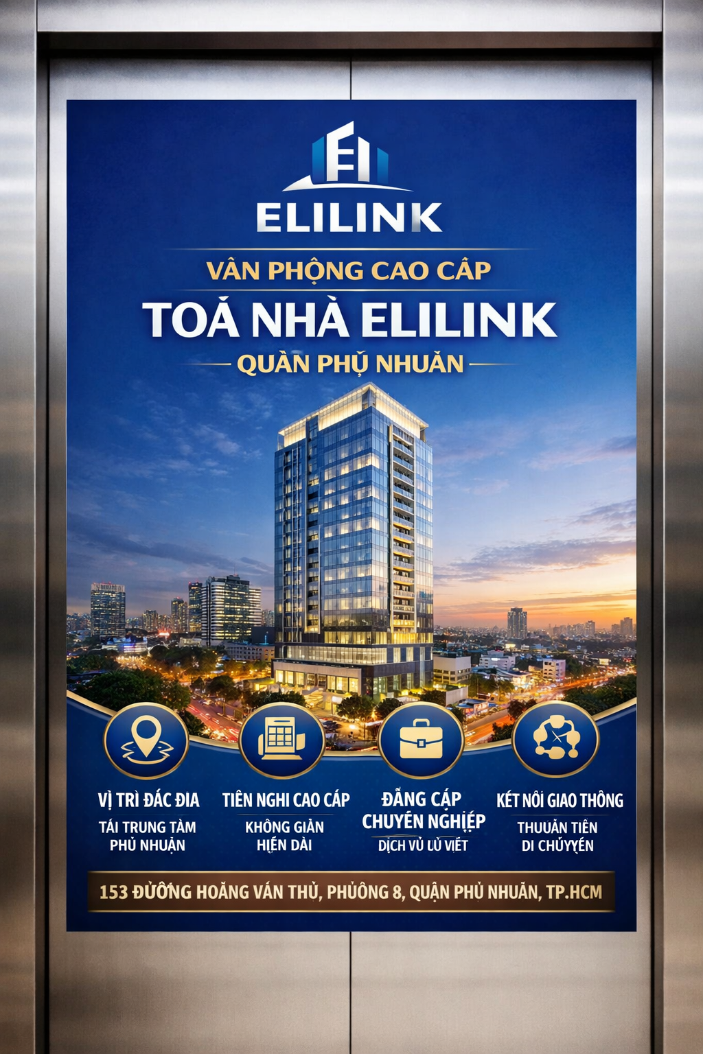 Quảng cáo dán poster thang máy tòa nhà Elilink QUẬN PHÚ NHUẬN