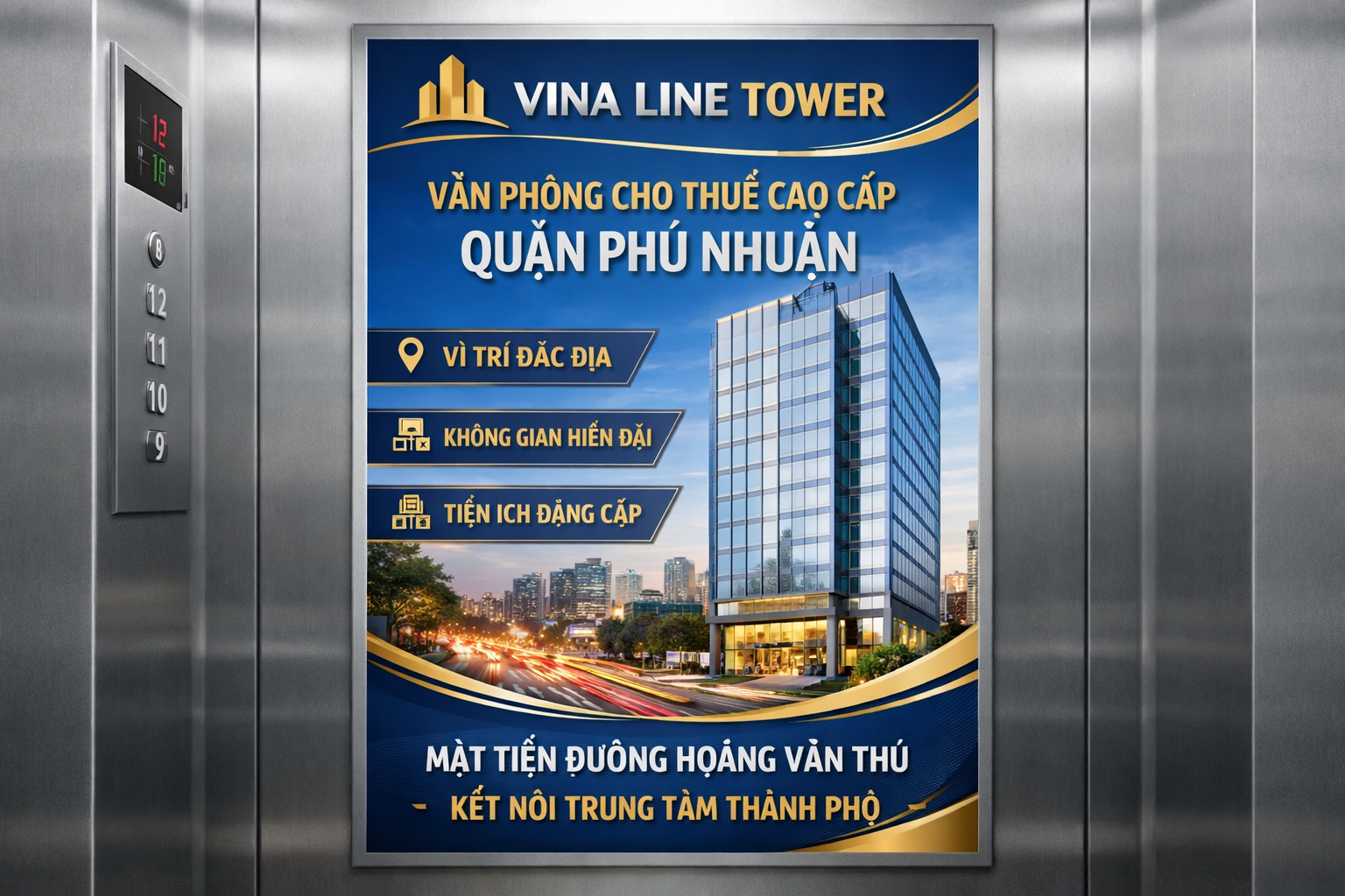 Quảng cáo dán poster thang máy tòa nhà Vina Line QUẬN PHÚ NHUẬN