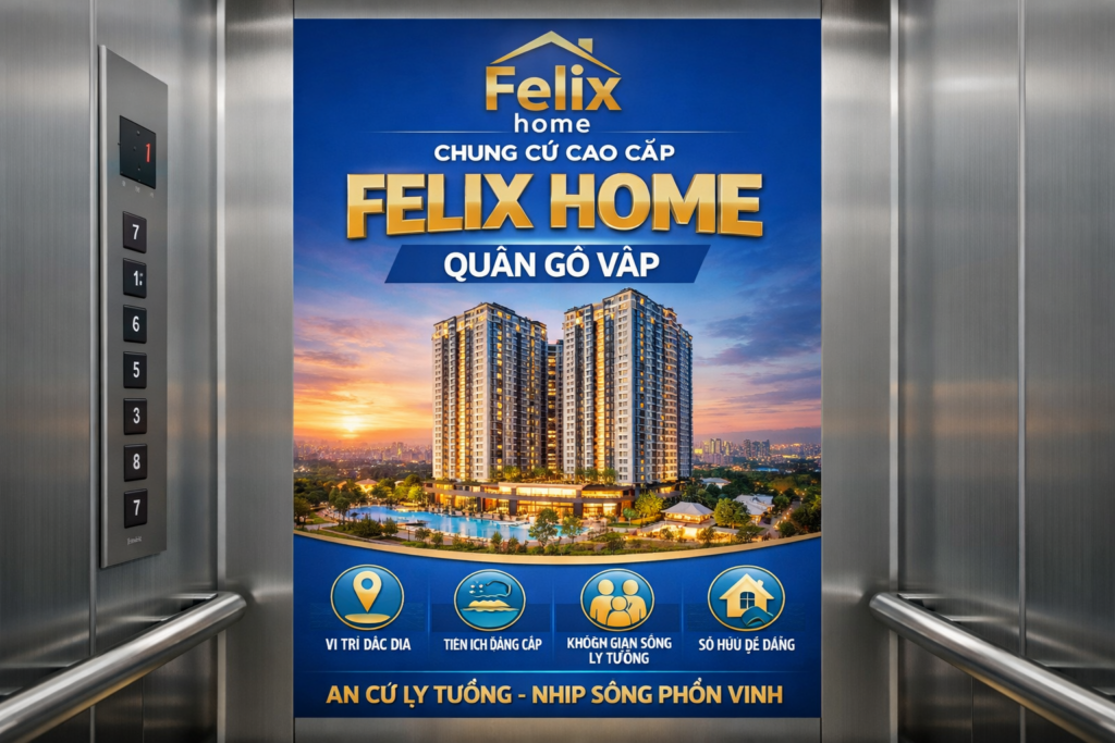 Quảng cáo dán poster thang máy tòa nhà Chung cư Felix home QUẬN GÒ VẤP