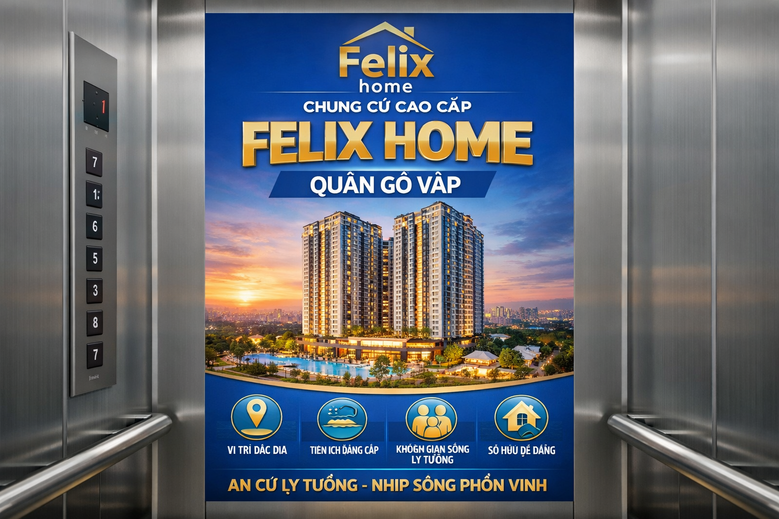 Quảng cáo dán poster thang máy tòa nhà Chung cư Felix home QUẬN GÒ VẤP