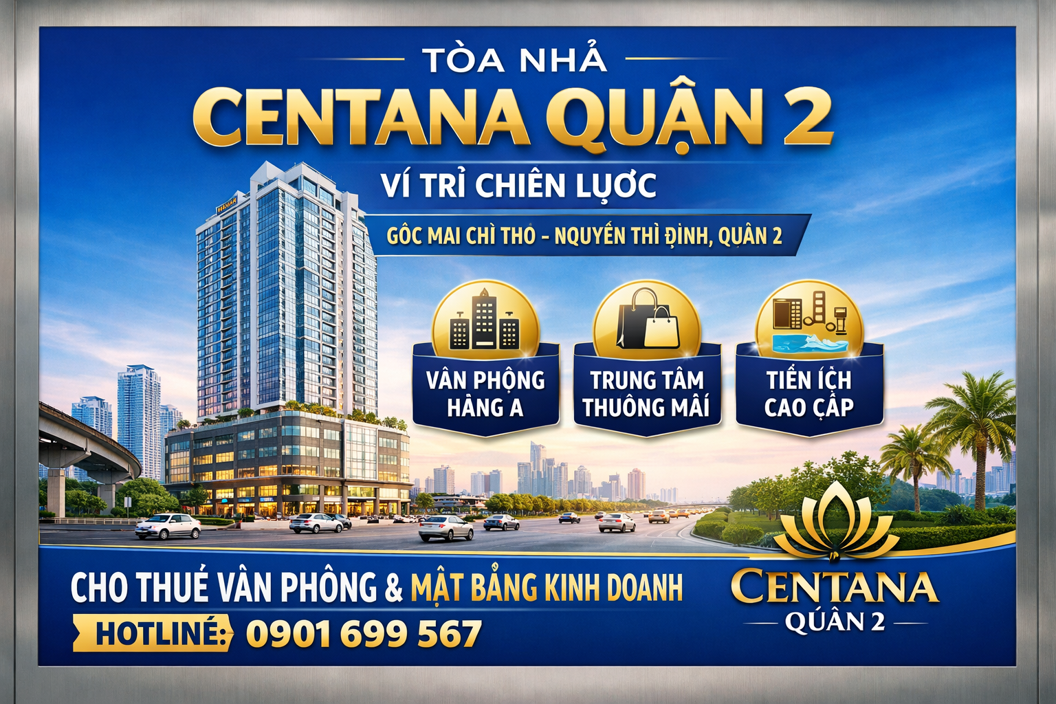 quảng cáo qua poster thang máy tại tòa nhà Centana Quận 2