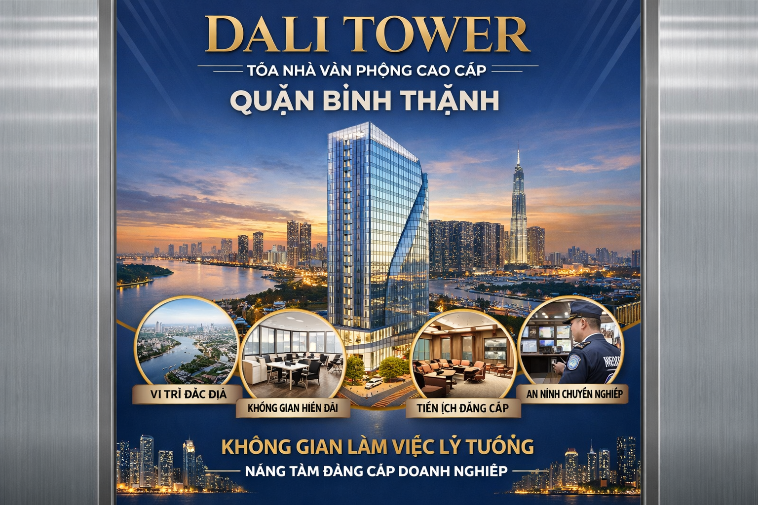 Quảng cáo dán poster thang máy tòa nhà Dali Tower QUẬN BÌNH THẠNH