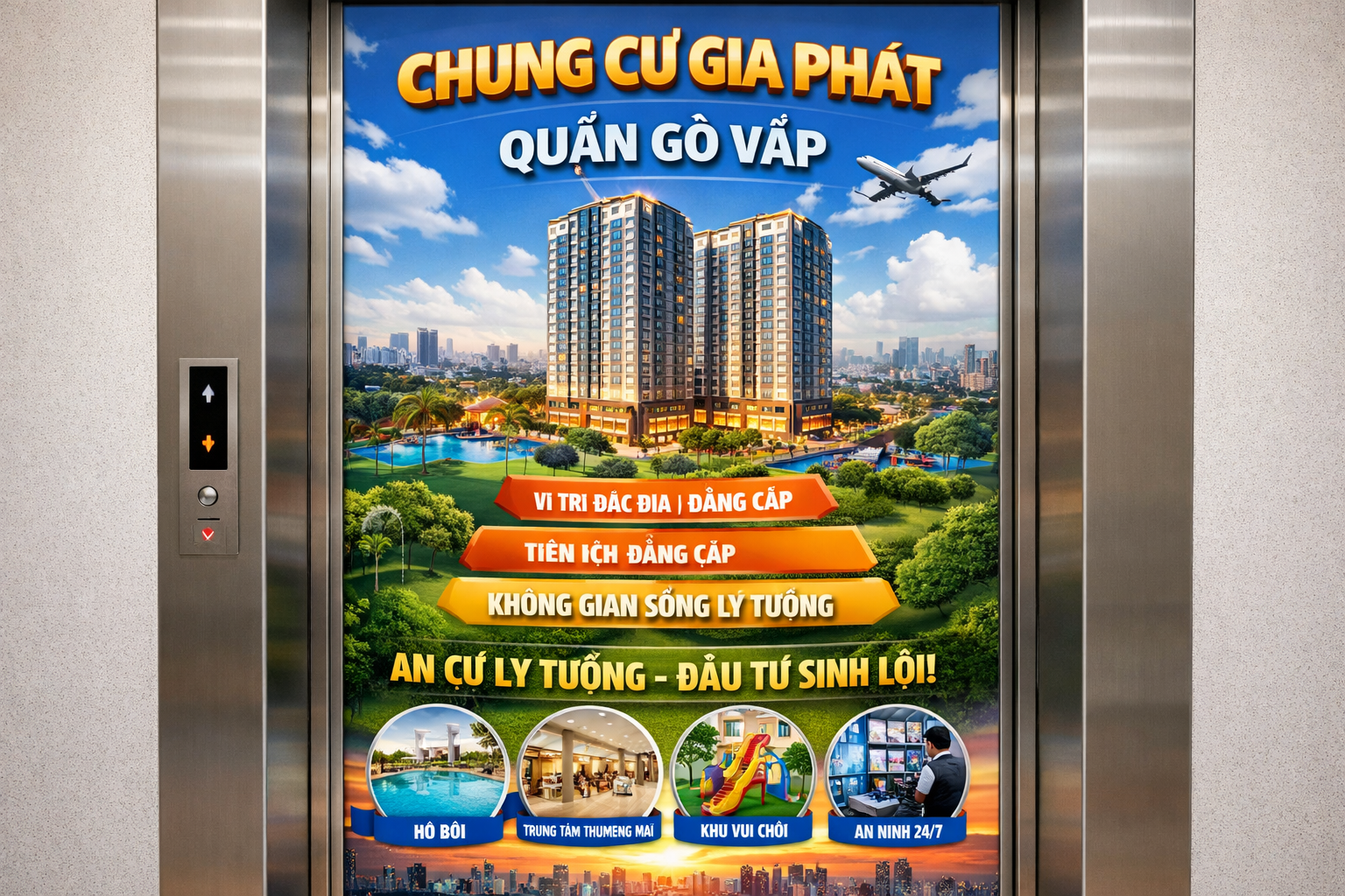 Quảng cáo dán poster thang máy tòa nhà Chung cư Gia Phát QUẬN GÒ VẤP