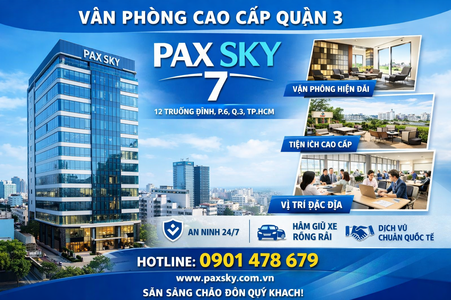 quảng cáo dán poster thang máy tại Pax Sky 7 Quận 3