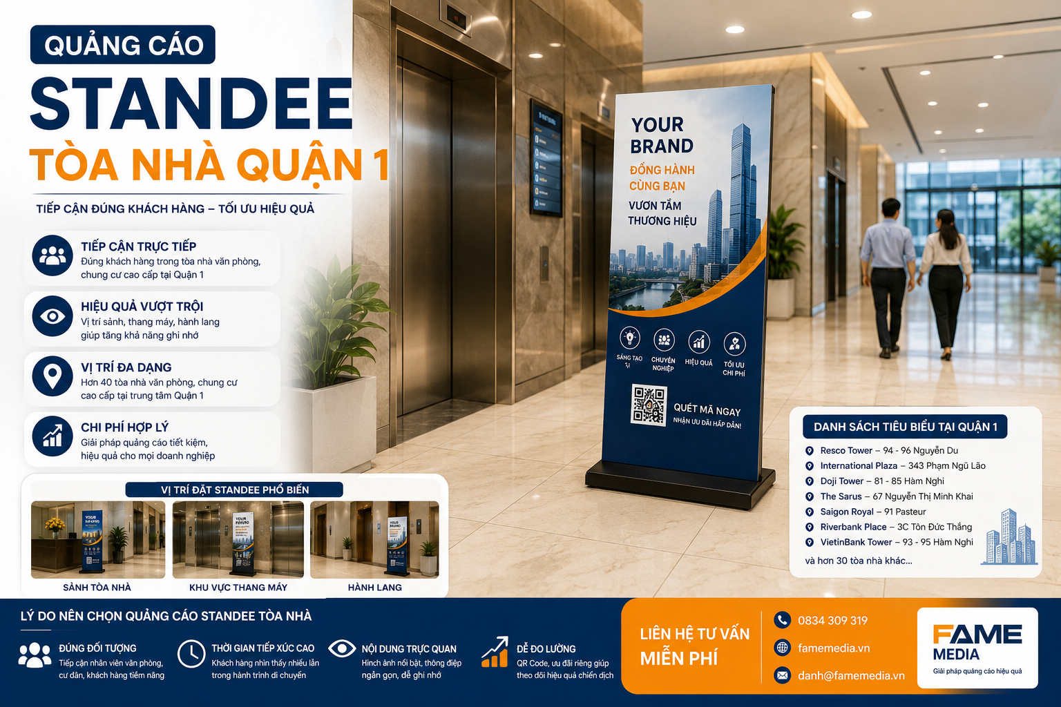 Quảng cáo standee tòa nhà Quận 1