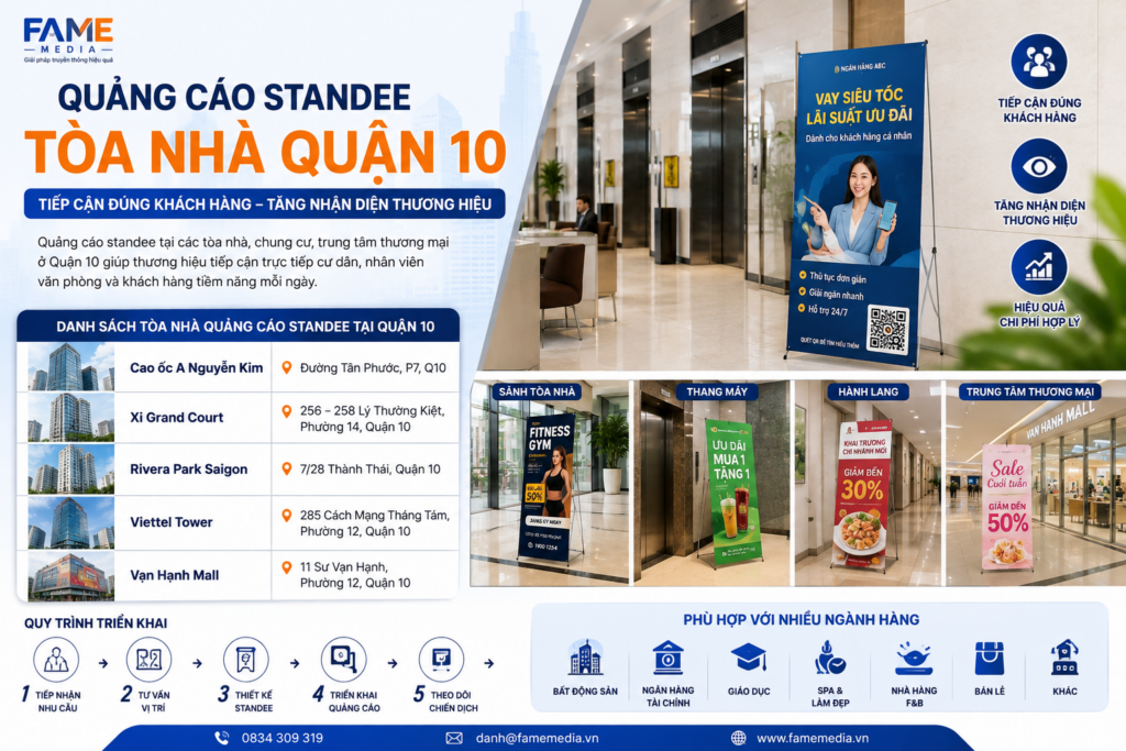 Quảng cáo standee tòa nhà Quận 10