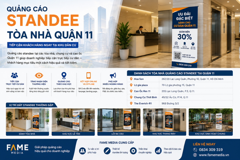 Quảng cáo standee tòa nhà Quận 11