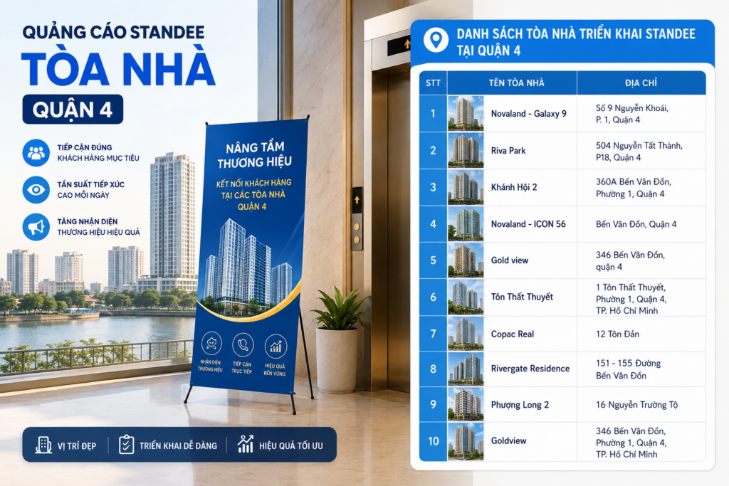 Quảng cáo standee tòa nhà Quận 4