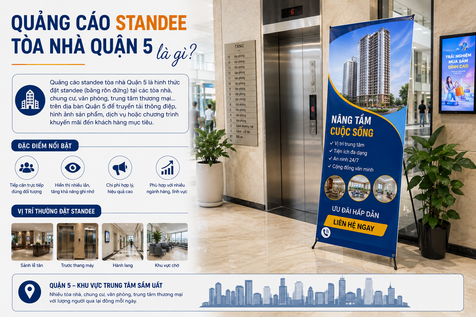 Quảng cáo standee tòa nhà Quận 5 là gì