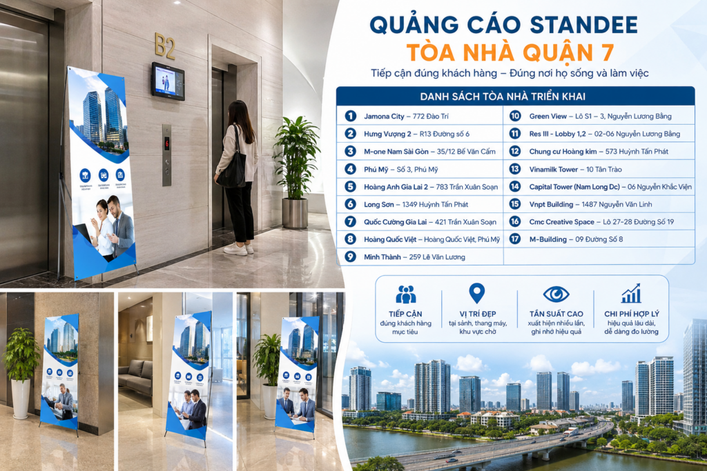 Quảng cáo standee tòa nhà Quận 7