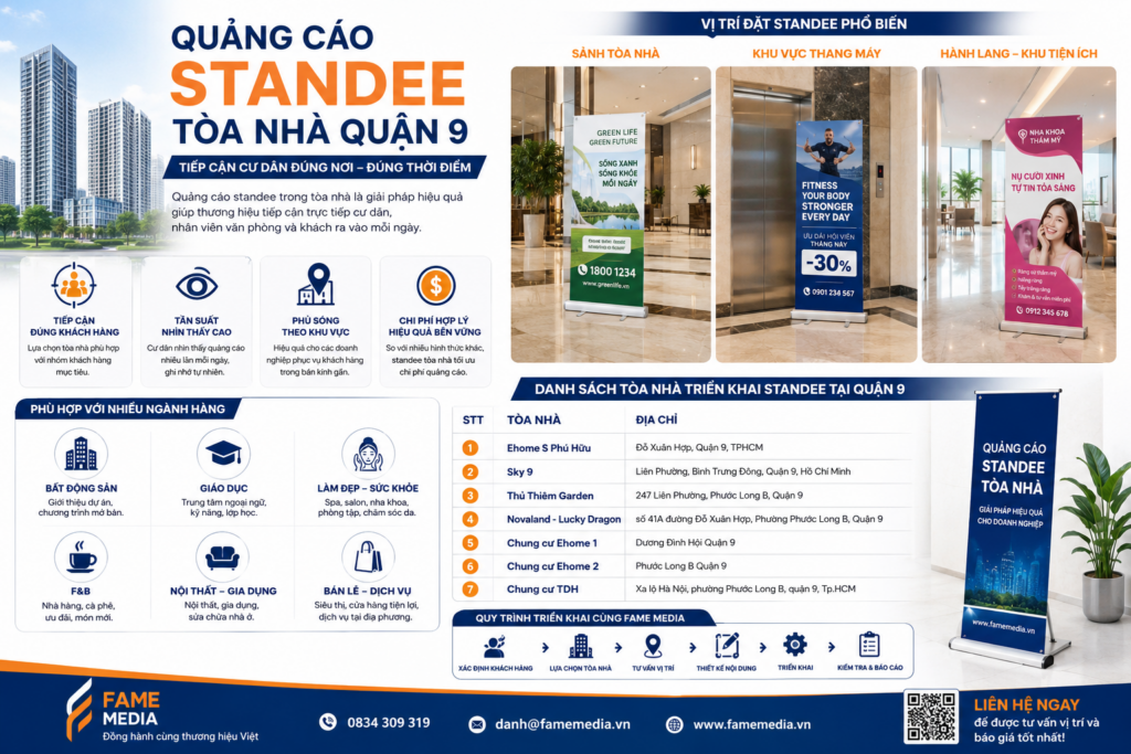 Quảng cáo standee tòa nhà Quận 9 là gì