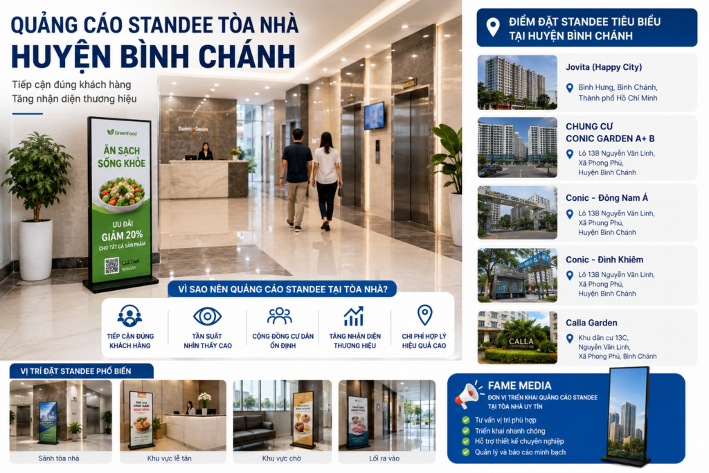 Quảng cáo standee tòa nhà huyện Bình Chánh