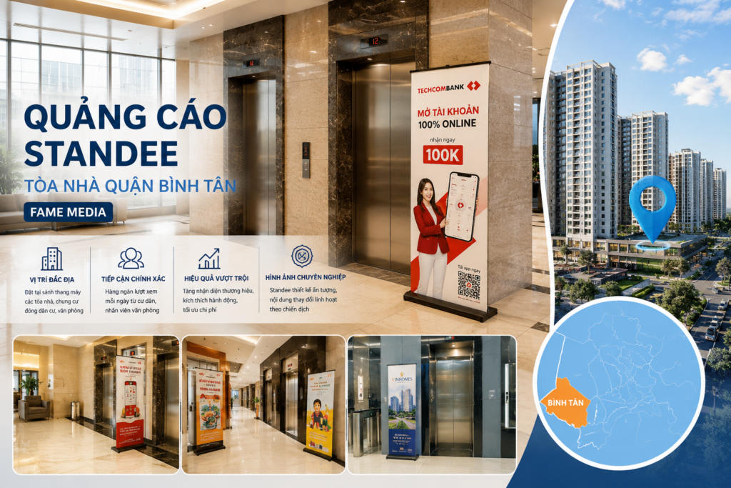 Quảng cáo standee tòa nhà quận Bình Tân