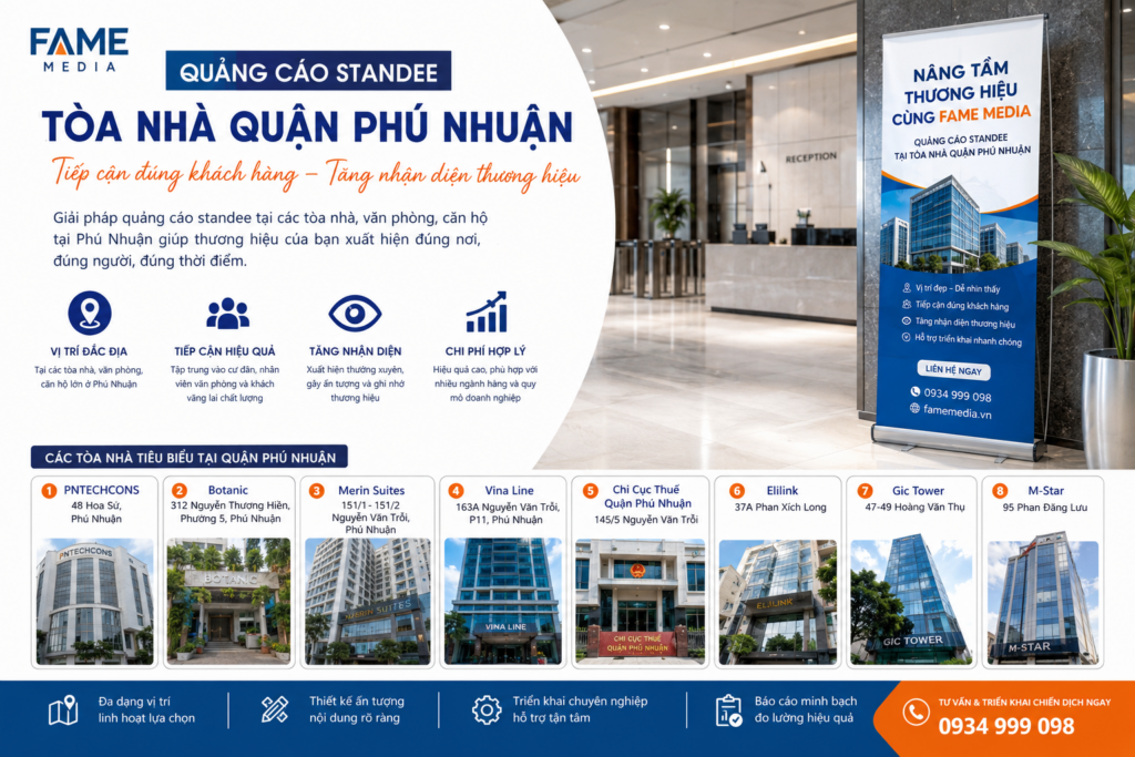 Quảng cáo standee tòa nhà quận Phú Nhuận
