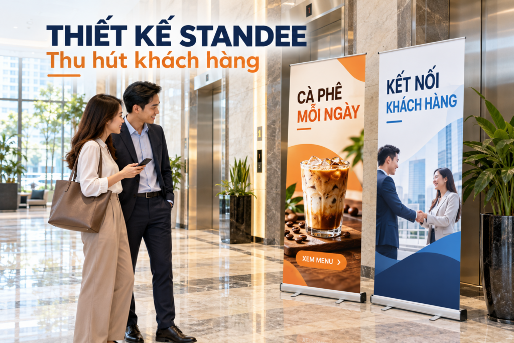 Thiết kế standee quảng cáo thu hút khách hàng