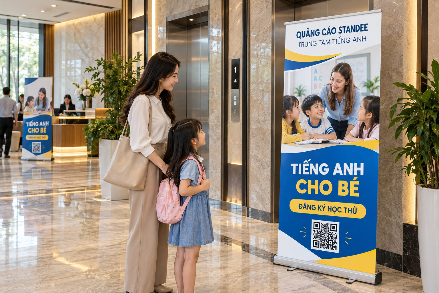 Quảng cáo Standee trung tâm tiếng Anh