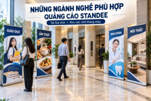 Những ngành nghề phù hợp quảng cáo Standee tại tòa nhà