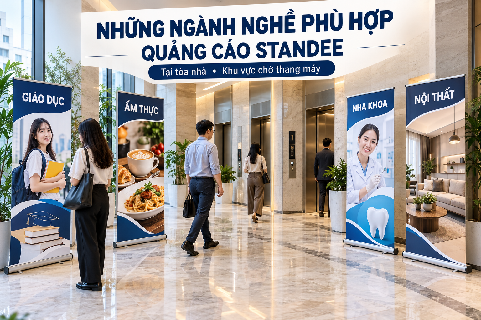 Những ngành nghề phù hợp quảng cáo Standee tại tòa nhà