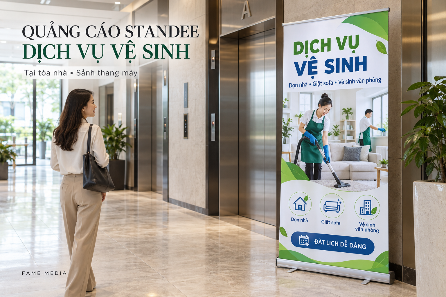 Quảng cáo Standee dịch vụ vệ sinh